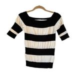 The Limited  Square Neck Wide Striped Black/White Short Sleeve Sweater, Sz S Photo 0