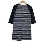 Loft Ann Taylor  Sz S Shift Dress Black White Striped Geometric 3/4 Sleeve Office Photo 1