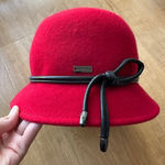 Betmar Women’s Valerina Red Wool Hat with Black Leather Bow Photo 0