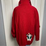 Tiara International Vintage Tiara red zip up ugly Christmas cardigan sweater snowman appliqué 1X Photo 5