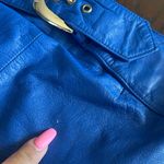 Vintage Elegant Blue Leather Mini Skirt with Lace Trim Size undefined Photo 3