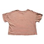 Forever 21 Shirt Women Medium Orange Short Sleeve Crop Top Stripe Crew Neck EUC Size undefined Photo 2