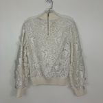 Badgley Mischka  White Floral Lace Guipure Sweater Top Photo 10