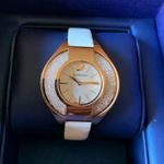 Swavorski Authentic SWAROVSKI Crystalline sporty gold stainless steel leather strap watch Photo 11