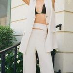 ZARA Full Length Trousers with Cutout Opening in Ecru Off White Photo 4