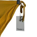 Vitamin A Elle Yellow Ribbed Classic Side Tie String Bikini Bottoms Size XXL Photo 4