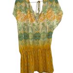 Free People Floral Boho Open Back Tie Back Sheer Blouse Photo 0