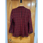 Talbots Vintage Red Tartan Plaid Wool Holiday Double Breasted Blazer USA Made Photo 4