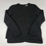 Madewell Gray Textured Button Back Sweater Women's Small Crew Neck Long Sleeve Photo 0