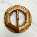 Vintage Plastic Metallic Scarf Slide Shirt Tie Bar Belt Buckle Gold Photo 0