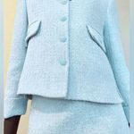 ZARA TWEED WEAVE TEXTURED BLAZER WITH BUTTON DETAILS BABY BLUE SIZE XS NEW Photo 2