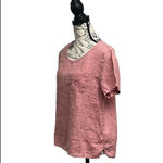 C&C California  Women Short Sleeve Pullover Boat Neck Pink  Linen Shirt S Boho Photo 1