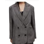 AllSaints Gray Double Breasted Blazer Jacket Relaxed Fit Office Career Size 4 Photo 1