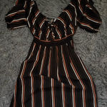 Xhilaration  Black and Brown Striped Long Sleeve Dress Photo 0