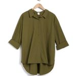 Melrose and Market Collared Poplin Shirt Olive Moss Photo 2