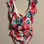 La Blanca Wild Flounce Floral Print Popover Flounce One-piece Swimsuit- Size 16 Photo 3