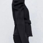 ZARA Puff Sleeve NEOPRENE-EFFECT JACKET w/ Belt Black SIZE S NEW Photo 10