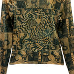 Miaou Graphic Mesh Top in Black and Tan Size M Brown Size M Photo 0