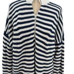 Madewell  Ribbed Half-Zip Sweater in Stripe‎ Ivory White Navy Blue Size XXL Photo 5