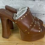Michael Kors Jagger Studded Leather Platform Sandal Brown Size 9 Photo 0