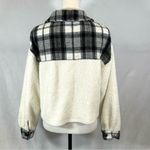 Boutique black and white plaid fluffy teddy shacket size medium Photo 4