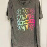 Jerry Leigh Women T-Shirt Good Things Are Going To Happen Crew Neck Gray Sz 2XL Photo 3