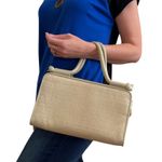 Stuart Weitzman Vintage  Shimmering Leather Woven Straw Evening Bag Satchel Photo 1