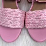 Bamboo New  Maddy Braided Raffia Open Toe Buckle Strap Block Heel Sandals Shoes Pink Photo 5
