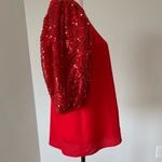 Vine & Love  new with tags red blouse with sequin sleeves size M  holiday Photo 10