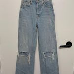 RE/DONE Blue Distressed Wide Leg Jeans Photo 1