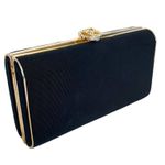 Nazareno Gabrielli Vintage Black Faille Crystal Clasp Chain Strap Box Purse Bag Photo 5