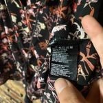 Paper Crane  Black Floral Cold Shoulder Tassel Tie Blouse Women's Size Large Photo 5