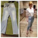 Y2K Nobo Blue Pinstripe crop jeans Size 2 Photo 1