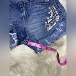 Free People Distressed Raw Hem Embroidered Tribal Aztec Boho Denim Shorts Sz 28 Photo 8