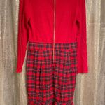 Venus Holiday Christmas Red Green Long Sleeve Plaid Skirt Sweater Dress, 10/12 Photo 1
