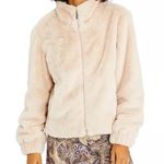 Sanctuary Cream Mock Neck Zip Front Faux Fur Coat Jacket Photo 0