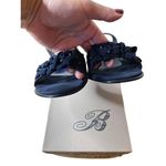 BELTRAMI Suede Sandals Navy Blue 3D Floral Design Sling Back Italy EU 38 US 7.5 Photo 4