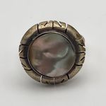 Vintage Mexico Silver Tone Mother Of Pearl Ring (7) Photo 5