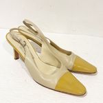 Salvatore Ferragamo  CARISA CREAM LEATHER CAP TOE SLINGBACK PUMPS Size 10 Photo 2