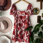 Loft  Poppy floral square neck puff sleeve dress Women’s SIZE 14‎ fall wedding Photo 2