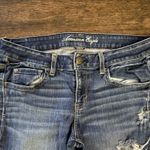 American Eagle AE Hipster Flare Jeans Distressed Blue Stretch Women's Size 12 Photo 3