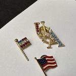 Lot Of 3 American Patriotic Brooch / Lapel Tack Pins Flag USA 2 Are Rhinestone Photo 3