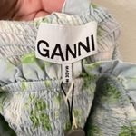 Ganni Shirred Smocked Floral Cotton Silk Puff Sleeve Maxi Dress EU 42 US XL Photo 2