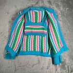 ZARA Cardigan Top Set Sweater Crochet Knit Blue Pink Striped Casual Colorful XS Photo 3