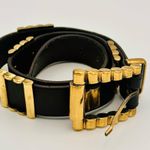 Linea Pelle by Mina Black Leather Belt with Gold Accents Photo 0