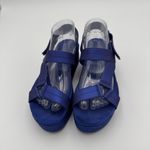 Call it spring Womens Size 8 Blue Suede Strappy Platform Wedge Chunky Sole Edgy Photo 1