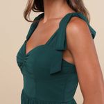 Lulus  NWOT Radiant Charisma Emerald Chiffon Ruched Tie-Strap Maxi Dress Medium Photo 3