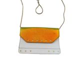 Milly  Hologram White Leather Studded Chain Crossbody Bag Photo 9