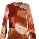 VICI  Mesh Midi Dress Size Medium Artsy Abstract Bodycon Watercolor Stretch Photo 2