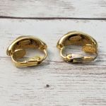 Vintage Clip On Earrings Half Hoop Patterned Gold Tone Photo 6